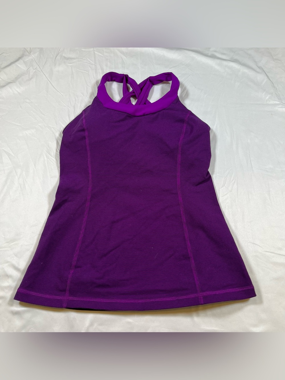 Lululemon Sport Built In Bra Tank Top Womens 4 Purple Criss Cross Straps